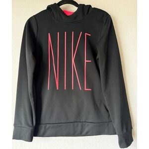 Nike Dri-FIT Hoodie Women XL Black Logo Sweatshirt‎ High Neck Pullover Training